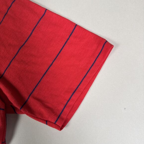 Vintage Mickey Mouse Disney Polo Shirt Striped Red Single Stitch Mens L USA - Picture 7 of 8